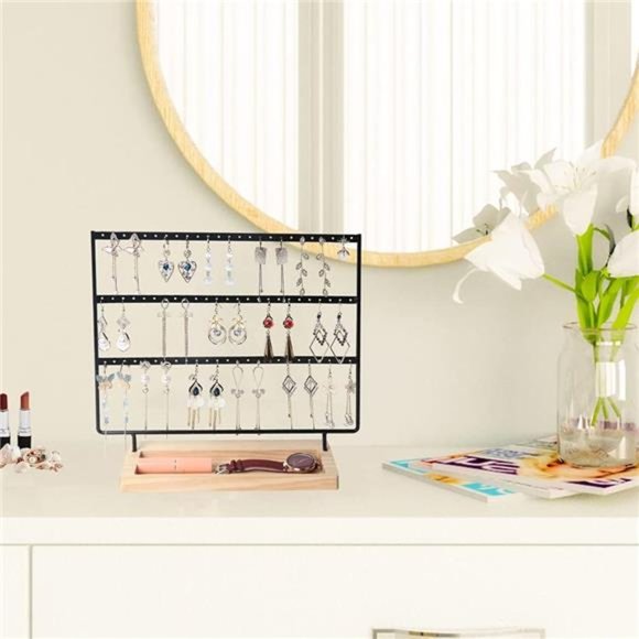 Earring Organizer 3-Tier 75 Holes Jewelry Organizer Display Stand,Metal Holder - Picture 5 of 6